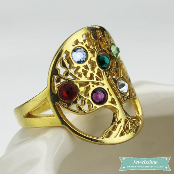 Bague Arbre De Vie Tree Of Life En Plaqué Or Jaune Bague Arbre De Vie