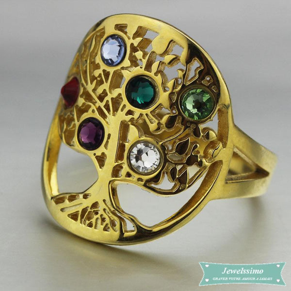 Bague Arbre De Vie Tree Of Life En Plaqué Or Jaune Bague Arbre De Vie