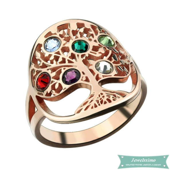 Bague arbre de vie Tree of Life en plaqué or rose 47 - 4 bague arbre de vie