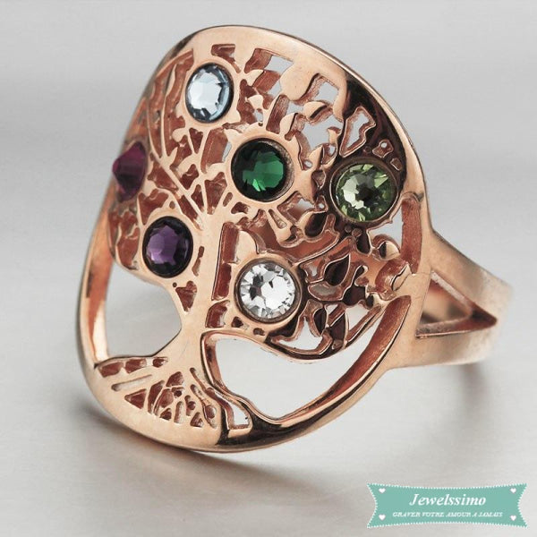 Bague arbre de vie Tree of Life en plaqué or rose bague arbre de vie