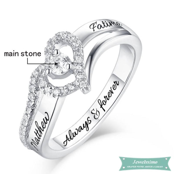 Bague Coeur 2 Prénoms Je Taime En Argent 925 Bague Couple