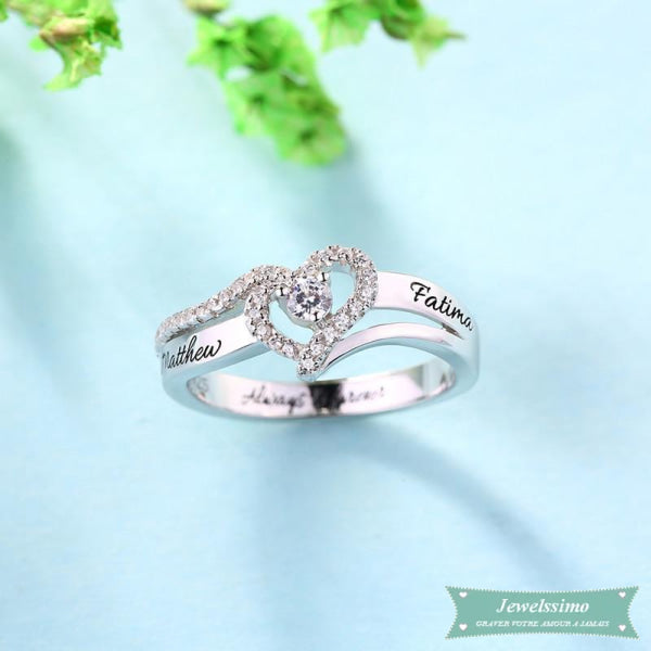 Bague Coeur 2 Prénoms Je Taime En Argent 925 Bague Couple