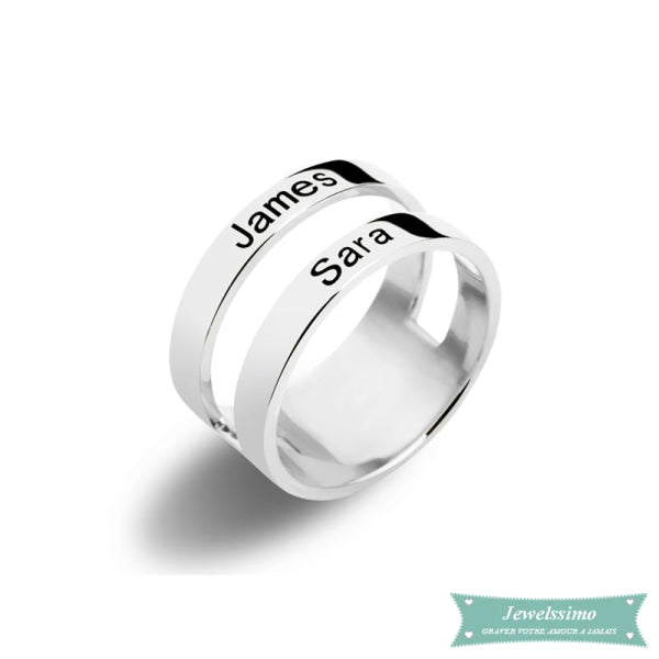 Bague Deux Prénoms Hubun En Argent (Calligraphie Arabe Possible) Argent / 47 - 4 Bague Arabe