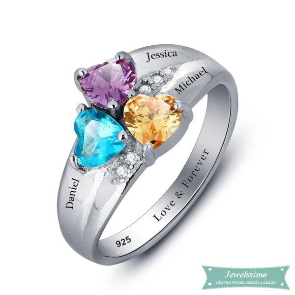 Bague famille 3 prénoms Into my Heart en argent 925 47 - 4 bague famille