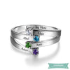 Bague famille 4 prénoms Pour la vie en argent sterling bague famille