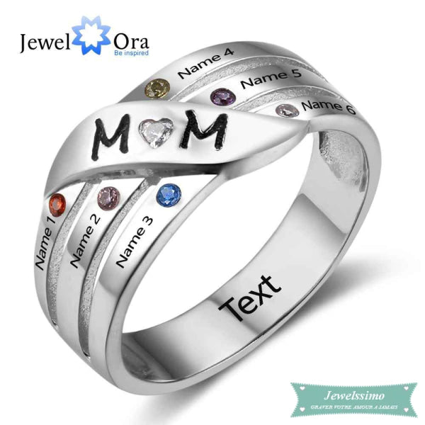 Bague Famille 6 Prénoms Best Family En Argent 47 - 4 Bague Famille