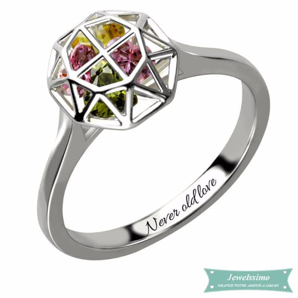 Bague Famille Avec Pierre De Naissance For My Mom En Argent Sterling 925 Argent / 47 - 4 Bague Famille