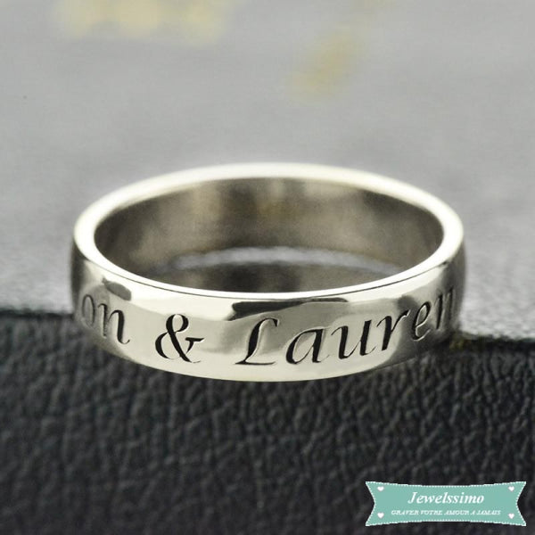 Bague gravée Whats my name en argent bague gravée