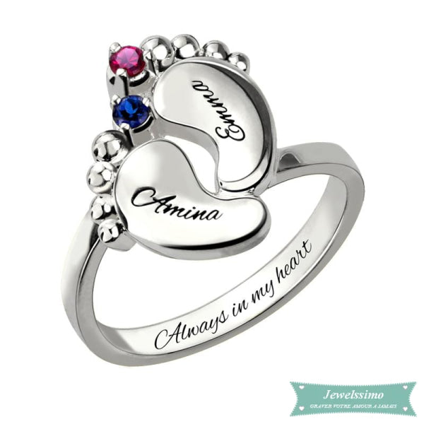 Bague pied de bébé en argent sterling 925 Argent / 47 - 4 bague bébé