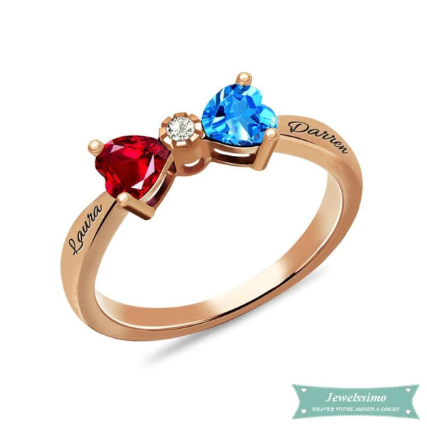 Bague pour amoureux Royalty en plaqué or rose 52 - 6 bague couple