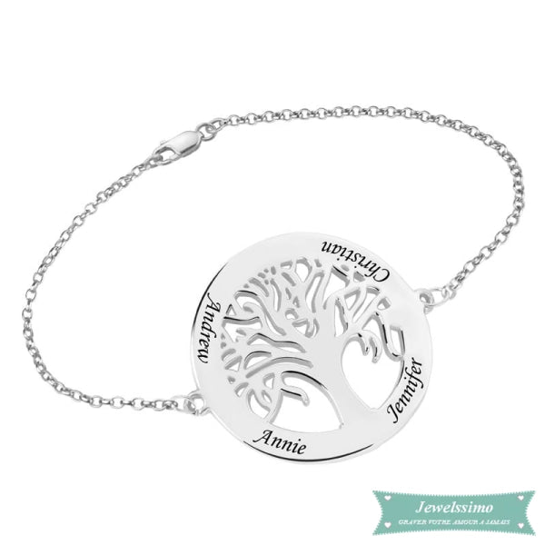 Bracelet Arbre De Vie All My Life 4 Prénoms En Argent 14Cm Bracelet Arbre De Vie