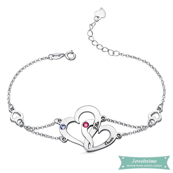 Bracelet Coeur entrelacés en argent 14cm bracelet couple