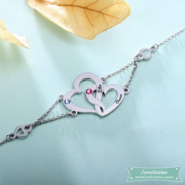 Bracelet Coeur entrelacés en argent bracelet couple