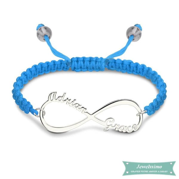Bracelet Cordon Infini Eternellement En Argent 925 Bleu Bracelet Infini