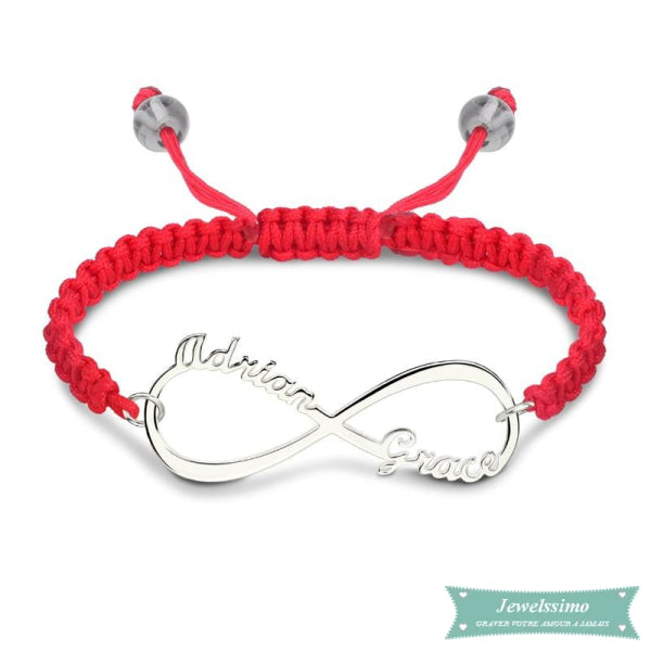 Bracelet Cordon Infini Eternellement En Argent 925 Rouge Bracelet Infini