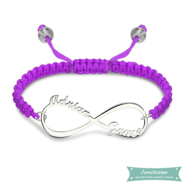 Bracelet Cordon Infini Eternellement En Argent 925 Violet Bracelet Infini
