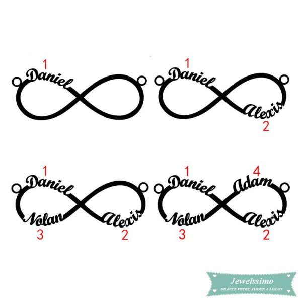 Bracelet Infini All Of You 1 À 4 Prénoms En Argent 925