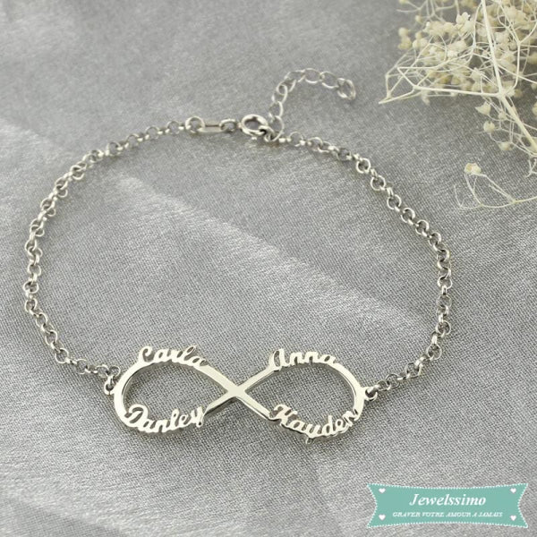 Bracelet Infini All Of You 1 À 4 Prénoms En Argent 925