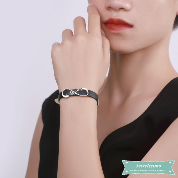 Bracelet Infini Cuir Pour La Vie En Argent 925 Bracelet Infini