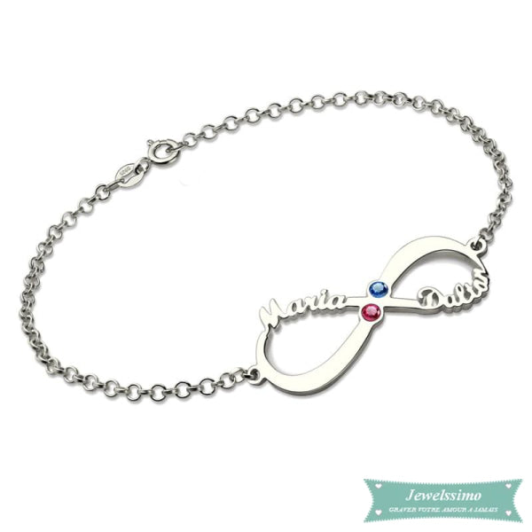 Bracelet Infini Pour La Vie 2 Prénoms En Argent 925 14Cm Bracelet Infini