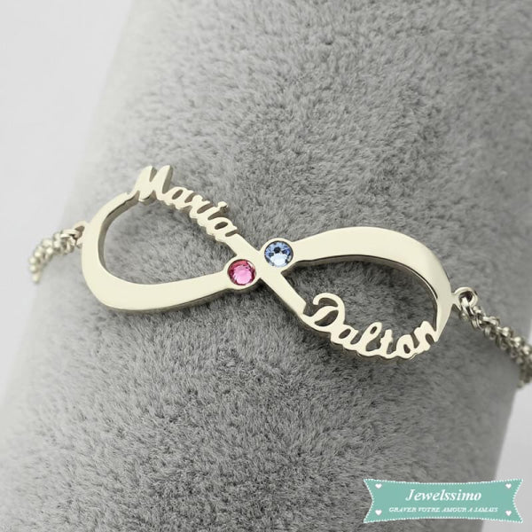 Bracelet Infini Pour La Vie 2 Prénoms En Argent 925 Bracelet Infini