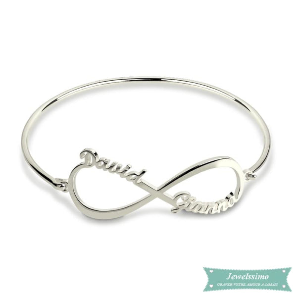 Bracelet Jonc Infini Lotus 2 Prénoms En Argent 925 Bracelet Infini