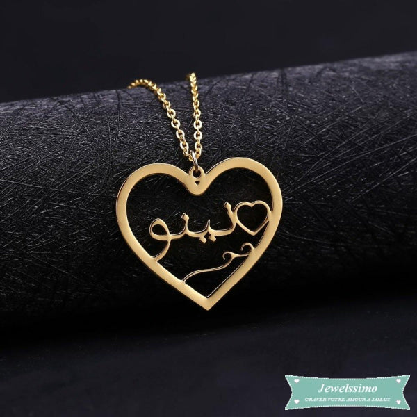 Collier arabe Coeur 9alb en argent sterling S925 Arabe