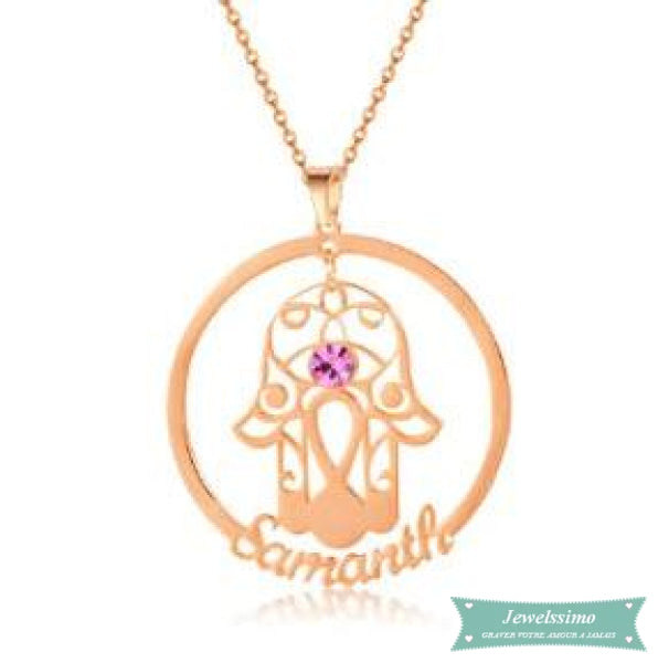 Collier arabe Main de Fatma en plaqué or rose 40cm Arabe