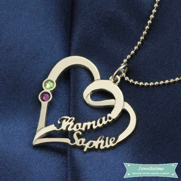 Collier couple Coeur damour en plaqué or Couple