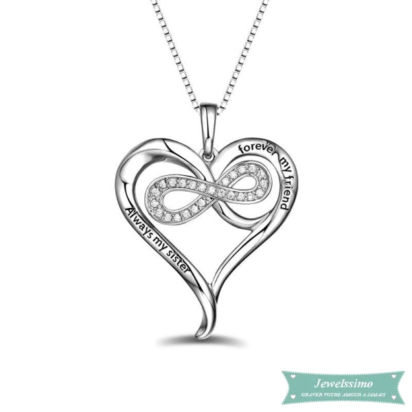Collier prénom Infinite en forme de coeur en argent 925 35cm Prénom