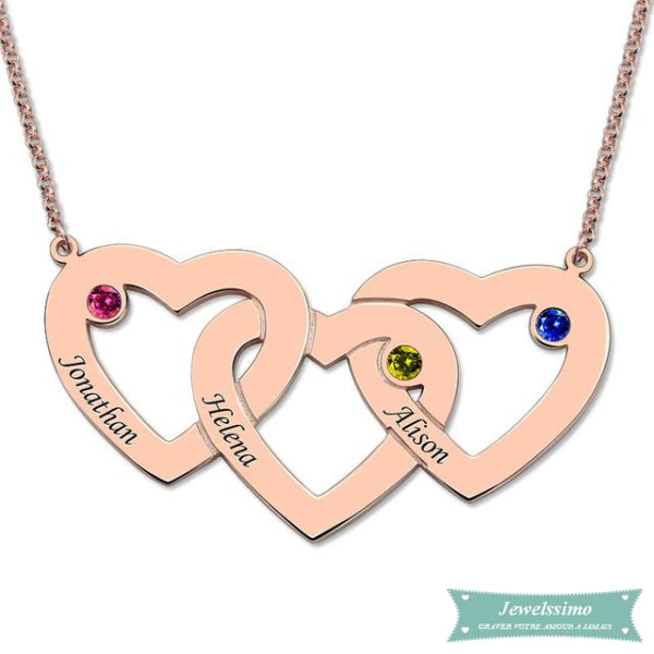 Collier Famille Coeur Éternel En Plaqué Or