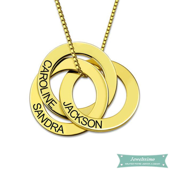 Collier Famille Disques Entrelacés En Plaqué Or 35Cm Famille