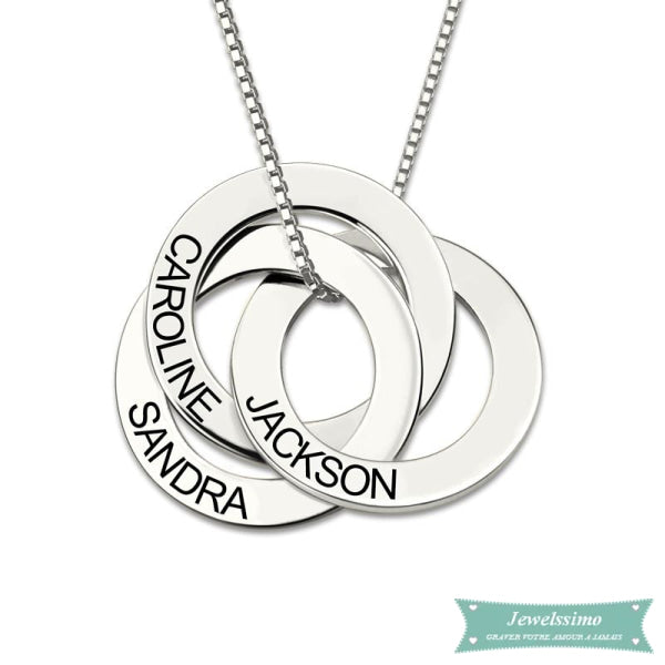 Collier Famille Disques Entrelacés En Plaqué Or Famille