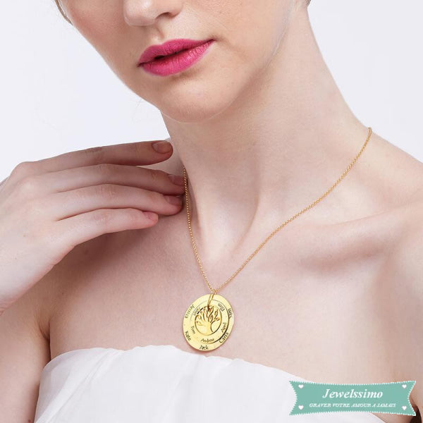 Collier Famille Family Tree En Plaqué Or Famille