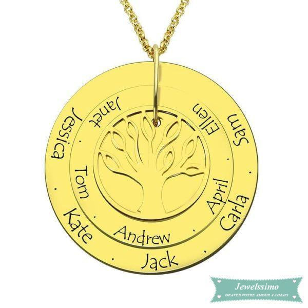 Collier Famille Family Tree En Plaqué Or Rose Or / 35Cm Famille