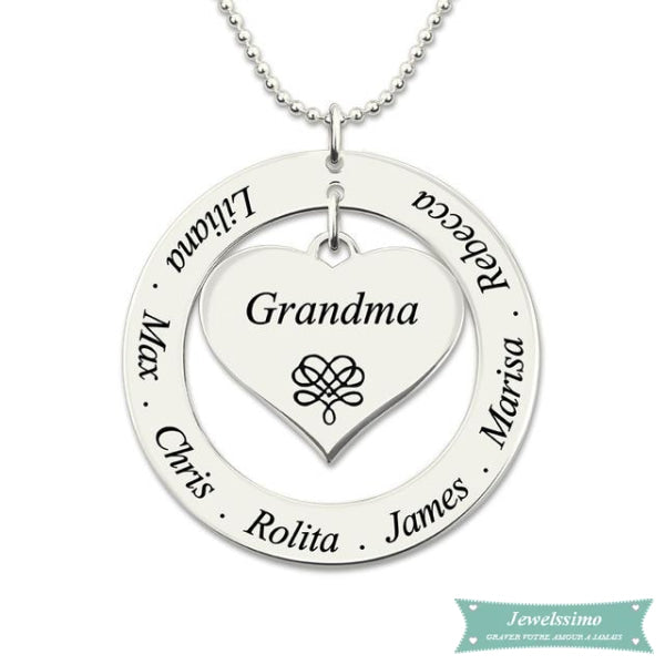 Collier Famille Ma Grand Mère En Argent Sterling 35Cm Famille