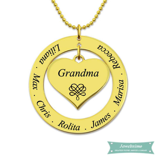 Collier famille Ma Grand Mère en plaqué or 35cm Famille