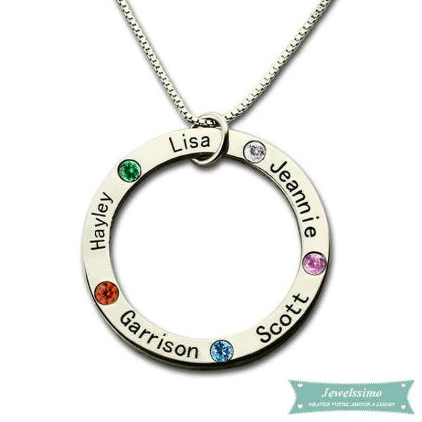 Collier famille Porte Bonheur en argent sterling 35c Famille