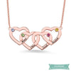Collier famille Quadruple coeur en plaqué or rose 35cm Famille