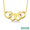 Collier famille Quadruple coeur en plaqué or rose Famille