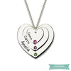 Collier Famille Triple Coeur En Argent Sterling 35Cm Famille