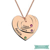 Collier Famille Triple Coeur En Plaqué Or Rose