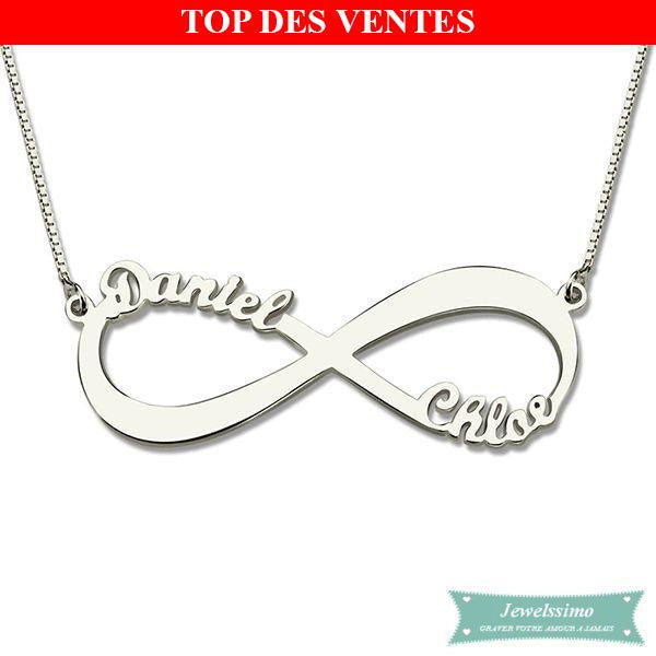 Collier Infini 2 Prénoms En Argent Sterling 925 Infini