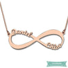 Collier Infini 2 Prénoms En Argent Sterling 925 Or Rose / 35Cm Infini