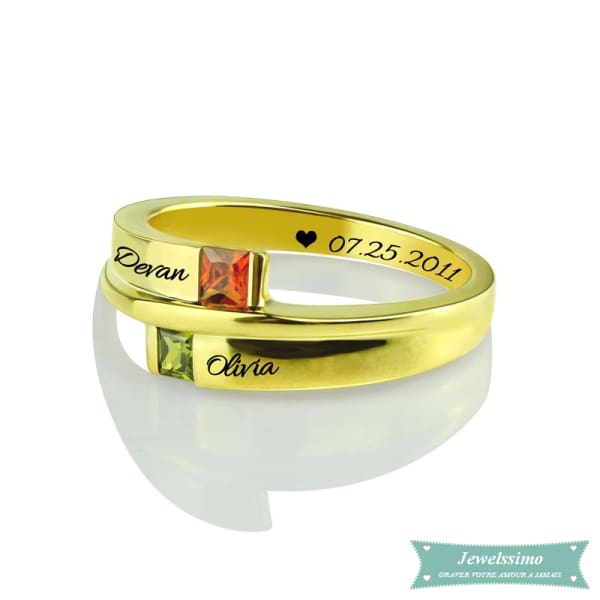 Bague 2 prénoms Vénus pour couple en plaqué or bague couple