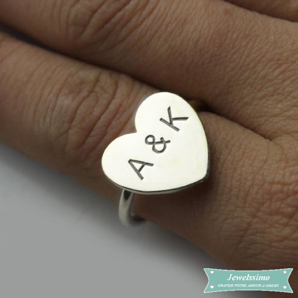 Bague Couple Lettres Initiales En Argent 925