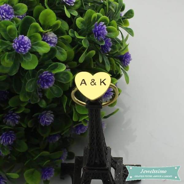 Bague Couple Lettres Initiales En Plaqué Or Jaune Bague Couple