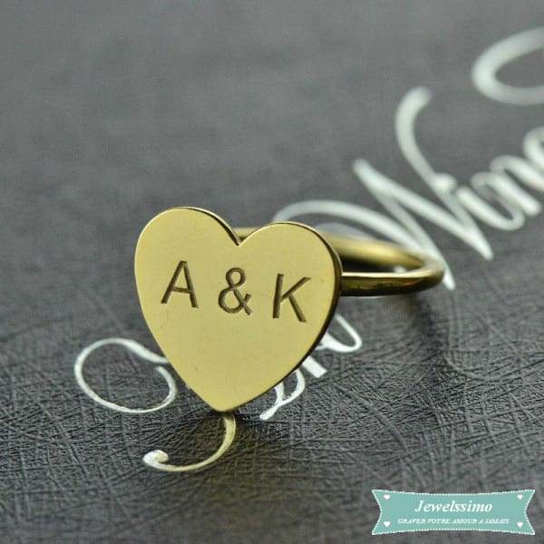 Bague Couple Lettres Initiales En Plaqué Or Jaune Bague Couple