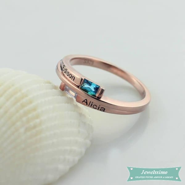 Bague de couple Together 2 prénoms en plaqué or rose bague couple