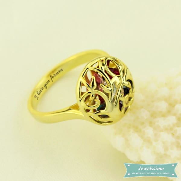 Bague familiale Birdcage en plaqué or bague famille